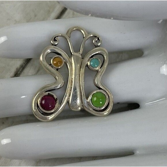 BARSE Jewelry - Barse 925 Sterling Silver Butterfly Pendant Charm - 4 Inlay Multicolored
